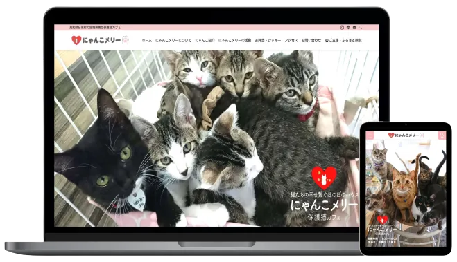 2022年には里親募集型猫カフェにゃんこメリー様のホームページを制作しました